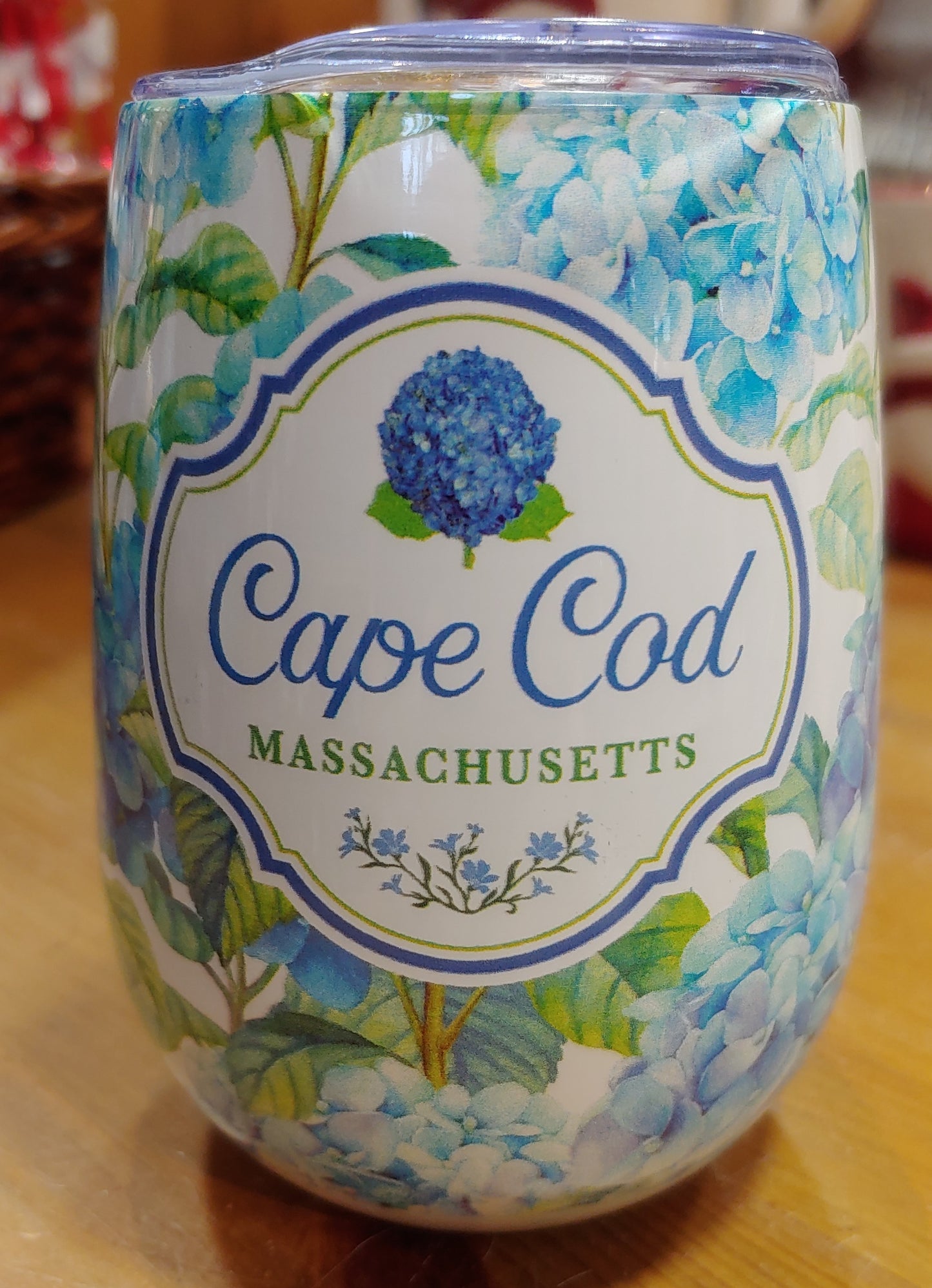 Cape Cod Hydrangea Wine Tumbler