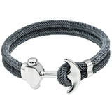 Men's Navy Twisted Cotton Rope Stainless Steel Anchor Bracelet