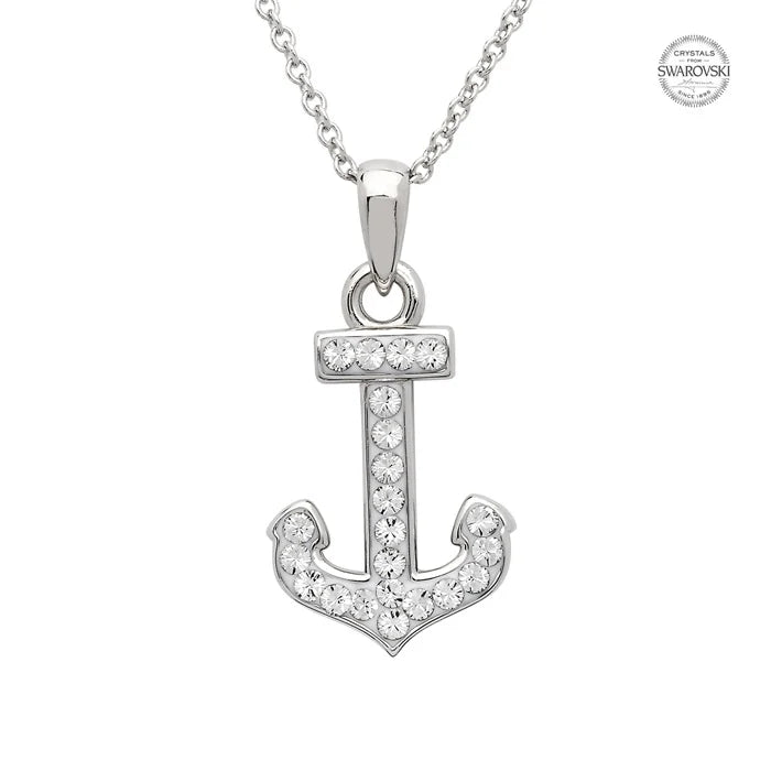 Sterling Silver Swarovski Crystal Anchor Necklace