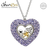 Sterling Silver Heart Tanzanite Crystal Pendant Swarovski