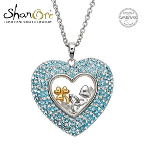 Sterling Silver Heart Tanzanite Crystal Pendant Swarovski