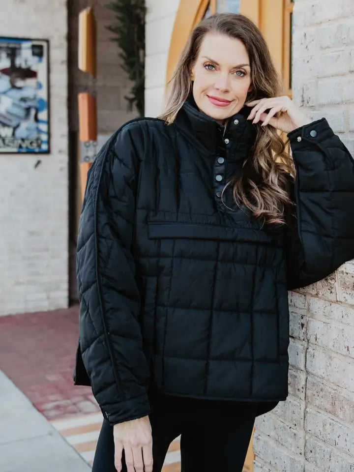Black Puffer Pullover Jacket