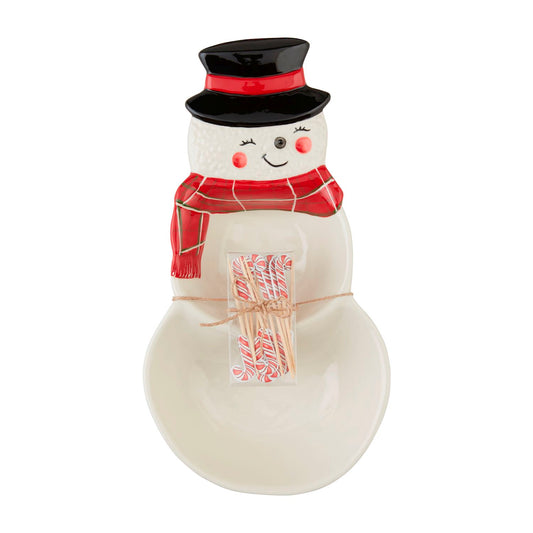 Snowman Double Tidbit Bowl