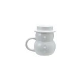 10 oz. Stoneware Snowman Shaped Mug with Hat Lid, White
