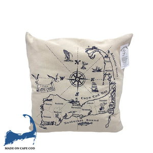 Cape Cod Bay Map Pillow
