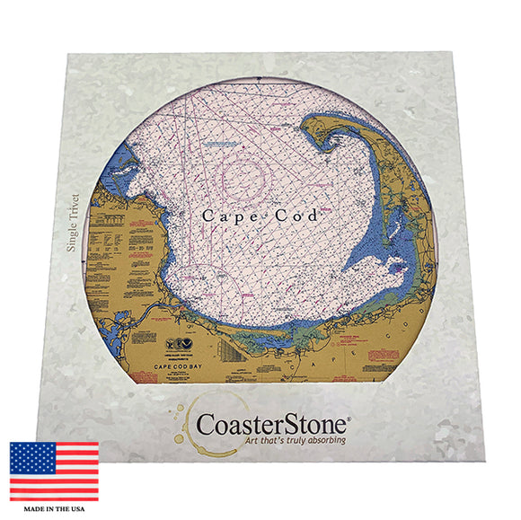 Cape Cod Nautical Chart Stone Trivet